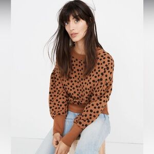 Madewell Pleat Sleeve Sweater in Leopard Dot Size Large